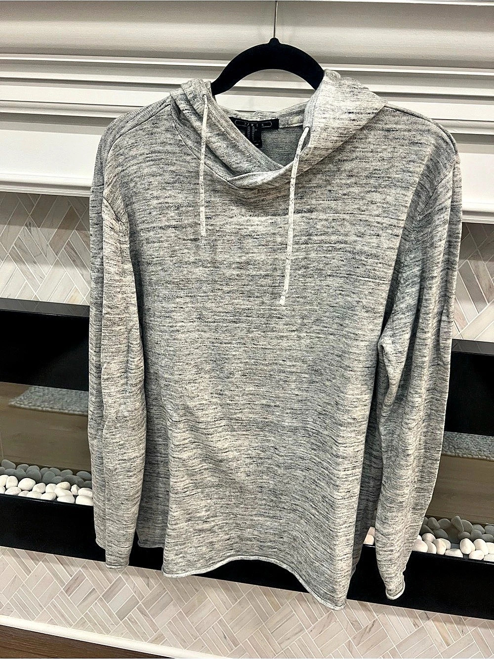 21 Men Light Gray Heathered Sweater‑Knit Hoodie Size XL